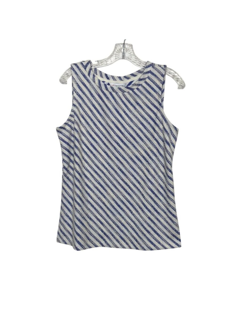 Liz Claiborne Sleeveless Striped Top Womens Small Blue White New Summer Coastal